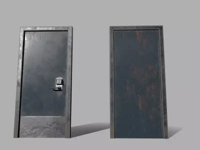 Animated Industrial Door With Keypad Low-poly 3D model