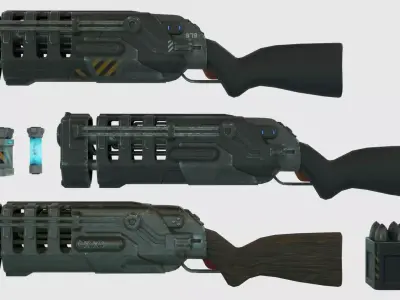 Low Poly Plasma Rifle and RPG Launcher With PBR Materials Low-poly 3D model