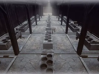 Barrack for prisoners Low-poly 3D model