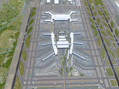 Guangzhou Baiyun International Airport 12km Low-poly 3D model