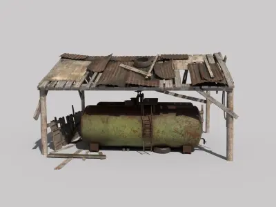 Old oil tank in open storage 3D model