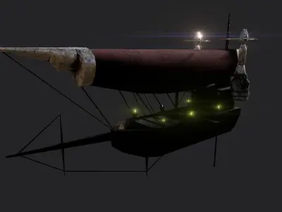 Steampunk Airship - Sci-Fi Aircraft 03 - Flying Ship Low-poly 3D model