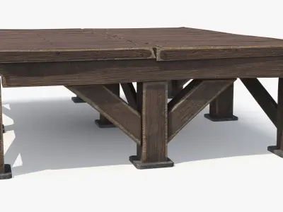 Old Timber Podium Reinforced Frame 3D model