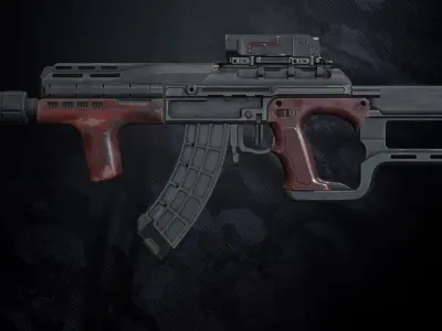 NM-52 Assault Rifle With Hands And Weapon Case Low-poly 3D model