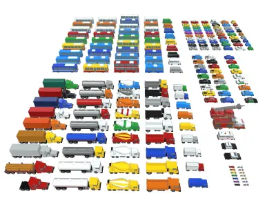Vehicles Pack - Low Poly - 300 Colors  3D model