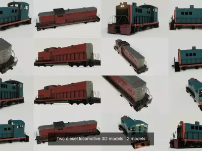 Two diesel locomotive 3D models 3D Model Pack