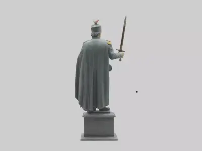 Heroic Military Commander Statue model Low-poly 3D model