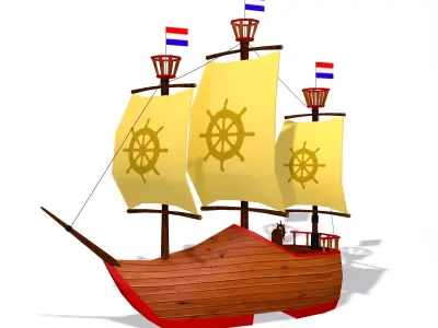 Low Poly Netherlands Boat Low-poly 3D model