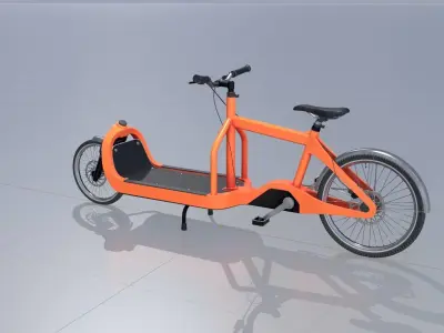 Orange Cargo Bike Low-poly 3D model