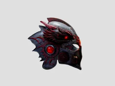 Red Dragon Armor Helm Low-poly 3D model