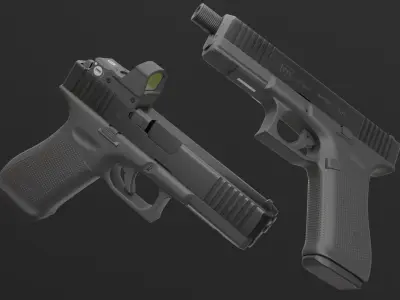 GLOCK 17 Gen5 MOS with attachments Low-poly 3D model