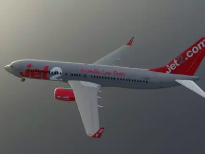 Jet2 Boeing 737-800 low poly 3D Model with cockpit   Low-poly 3D model