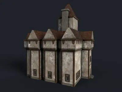 Tavern Building with Interior Low-poly 3D model