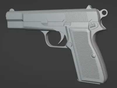 Browning Hi-Power Prop practice fake training 3D print model