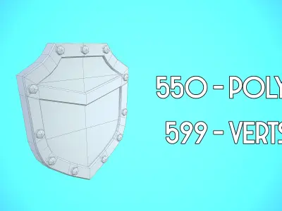 SHIELD 03 - WOOD CARTOON STYLIZED Low-poly 3D model