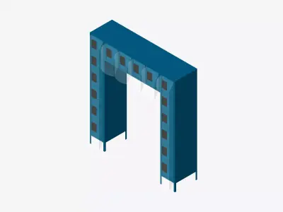 Locker - Metal - Locka - Classic - 16 Person Low-poly 3D model