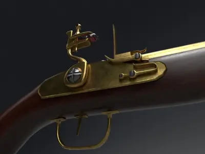 Flintlock gun Brass Low-poly 3D model
