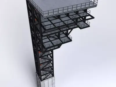 Rocket launch complex platform 3D model