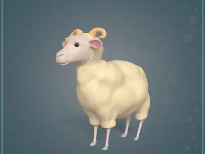 Cartoon Sheep Low-poly 3D model get