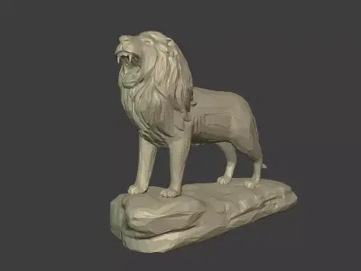 Polygonal Lion Statue Free low-poly 3D model