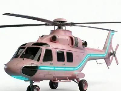 Realistic Cyberpunk Easter Helicopter 3D Model Low-poly 3D model