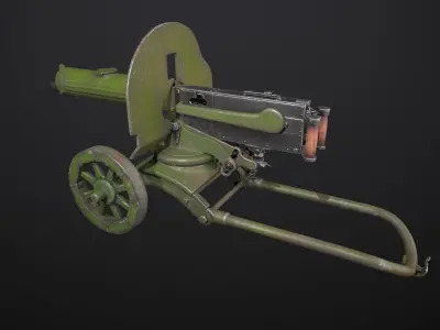 Machine gun Maxim Low-poly 3D model