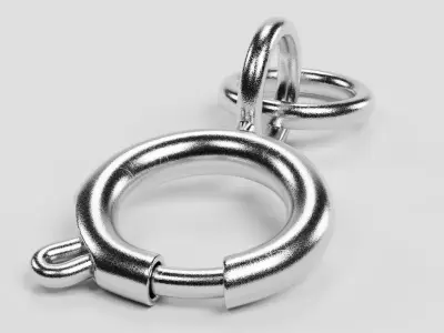 Chain End - Silver Spring Ring Jewelry Clasp with Links 3D model