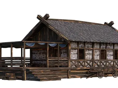 Old Medieval Building House 4K Textures GameReady 62 Low-poly 3D model
