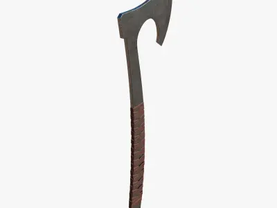 Steel axe with leather wrapping Low-poly 3D model