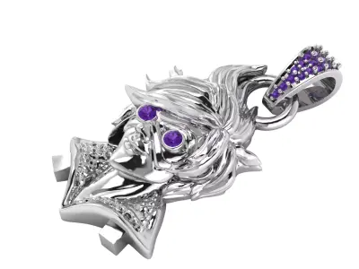 14K Gold Masked Hero Pendant with Amethyst Vision 3D print model