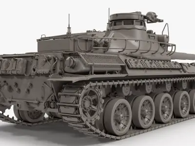 French Tank AMX-30b high-poly 3D model