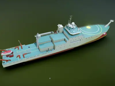 Research Ship Animation 3D model