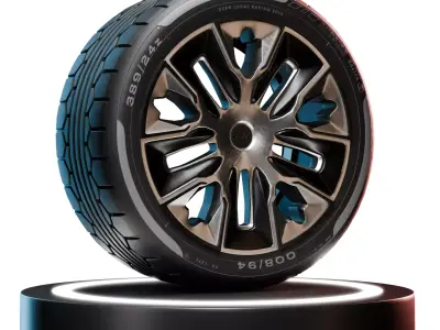 High-Detail Realistic Wheel Concept Design 4K Textures  3D model Low-poly 3D model