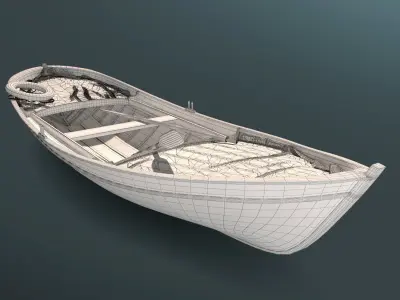 Boat2 fishing boat in water 3D model