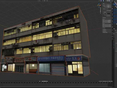 Misc City Apartment Buildings and Shops Free low-poly 3D model