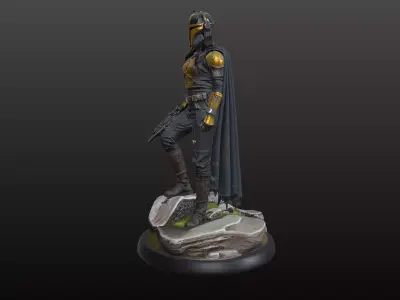 Mandalorian Inspired Female Warrior STL 3D print model