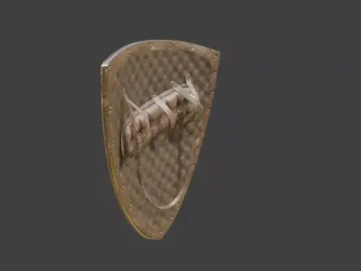 medieval triangular knight shield with pbr textures Low-poly 3D model