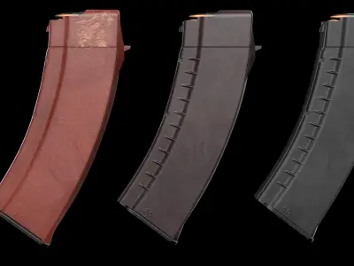 AK Magazines Kalashnikov Assault Rifle Metal Bakelite Polymer  Low-poly 3D model