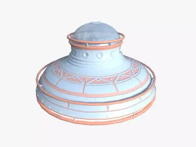 Alien Spaceship UFO F12 Cartoon - Sci Fi Spacecraft Design Low-poly 3D model