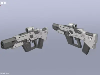 Scifi Battle gun Low-poly 3D model purchase