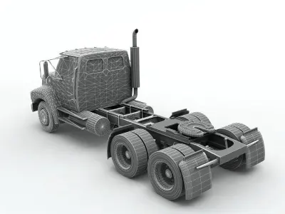 Semi Truck Tractor 3 Axle 3D model