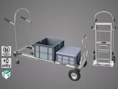 Convertible Hand Truck Steel  All PBR Unity UE Textures Low-poly 3D model