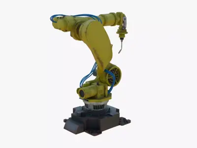 Industrial Welding Robot Yellow Rusty Low-poly 3D model