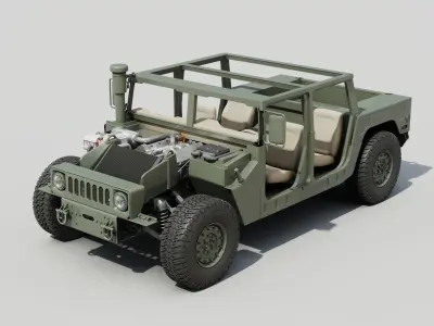 Humvee  military  vehicle  full details  3D model