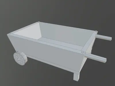 Medieval wheel cart  Low-poly 3D model