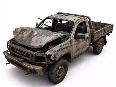 Wrecked Pickup Truck 3D Model Low-poly 3D model