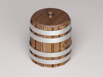 Wooden Barrel 3D Model Low-poly 3D model
