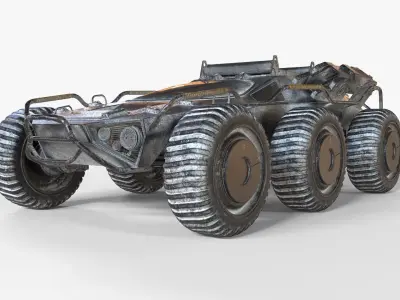 Futuristic  Armoured Vehicle 8 Wheel Sci-Fi Rover Snow and Sand 3D model