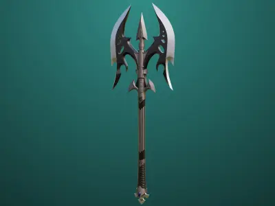 Battle Axe 01 Silver All PBR Unity UE Textures Included Low-poly 3D model