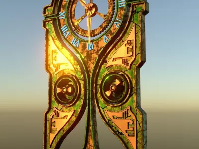 Steampunk wall clock 3D model purchase